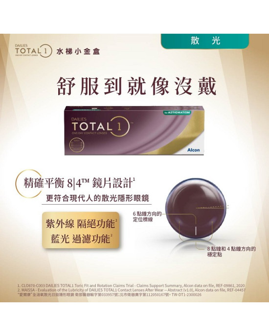 愛爾康DAILIES TOTAL1〈全涵氧〉散光日拋隱形眼鏡【30片裝】2盒加送2盒5片裝