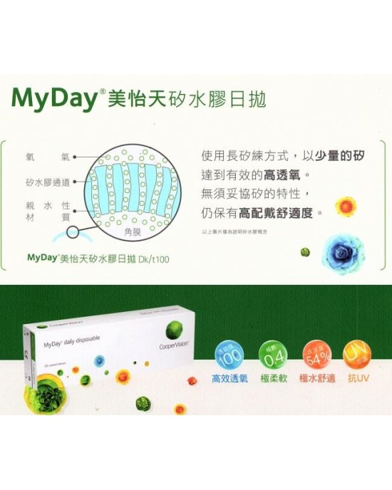 酷柏〈MyDay® 美怡天〉矽水膠日拋【30片裝】2盒